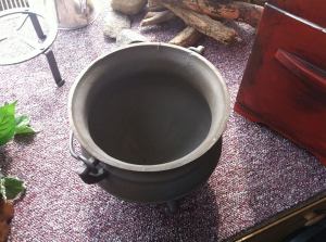 A metal cauldron used in "Hell on Wheels" on AMC.  Found in a recreation store called "Jas. Townsend and Sons" in Pierceton, Indiana.